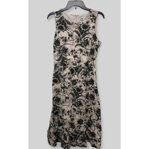 Anne Klein Flower Paisley Dress Size 10 Sleeveless Mid length Brown Tan Black